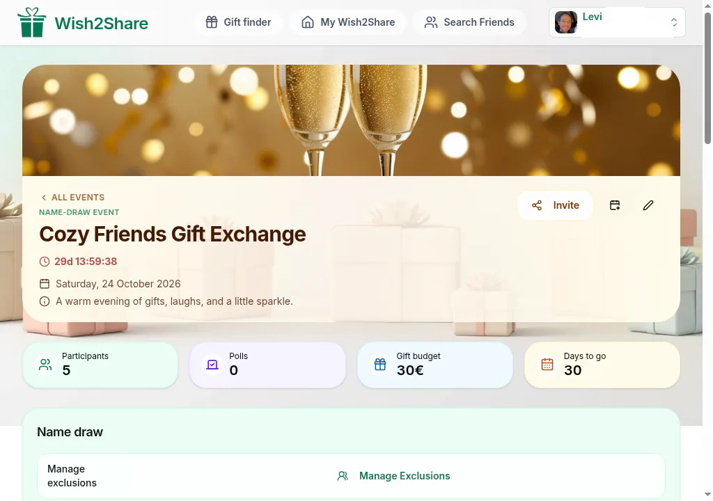 Illustration: Wichteln auf Wish2Share