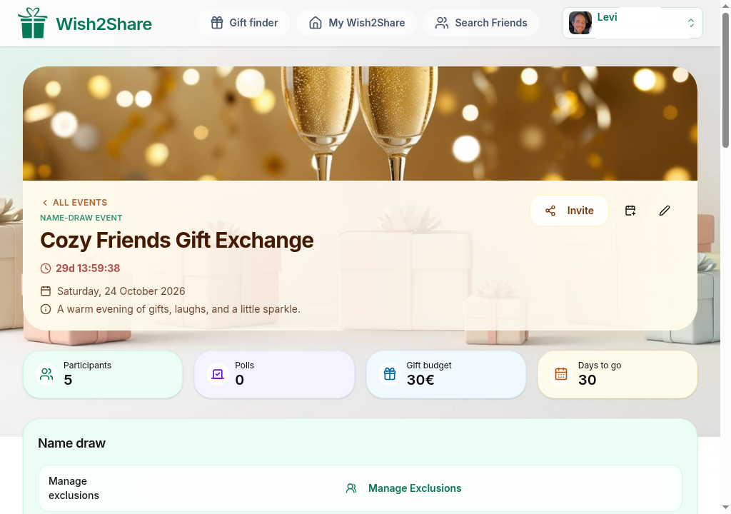 Illustration of drawing names for Secret Santa on Wish2Share