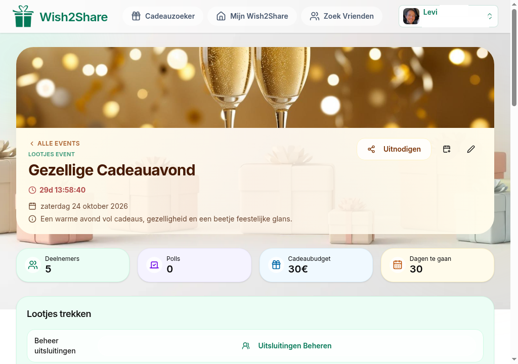 Illustratie van het organiseren van een evenement op Wish2Share
