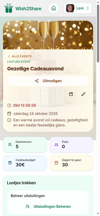 Illustratie van het organiseren van een evenement op Wish2Share
