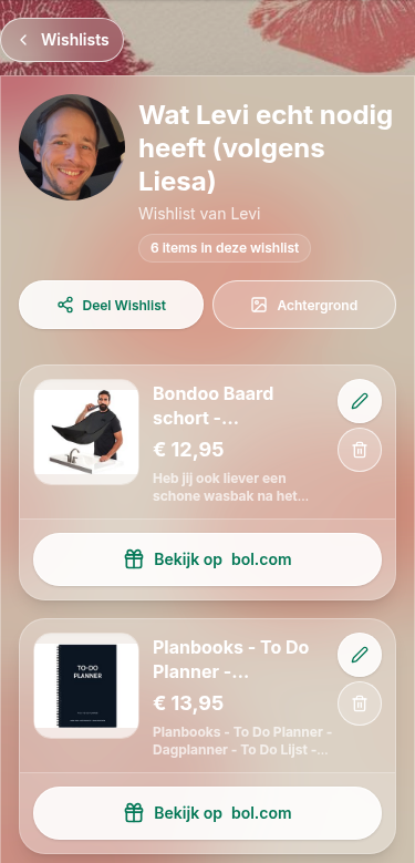 Illustratie van het aanmaken van een wishlist op Wish2Share